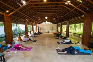 A group of people doing Yoga