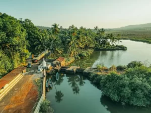 Ariel view of Chorao Island in North Goa